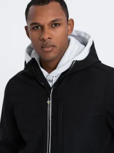 Pánska SOFTSHELL bunda Ombre s flísovou podšívkou - čierna