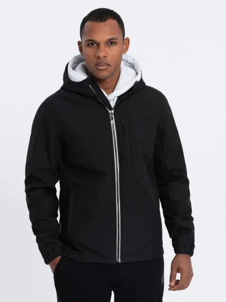 Pánska SOFTSHELL bunda Ombre s flísovou podšívkou - čierna