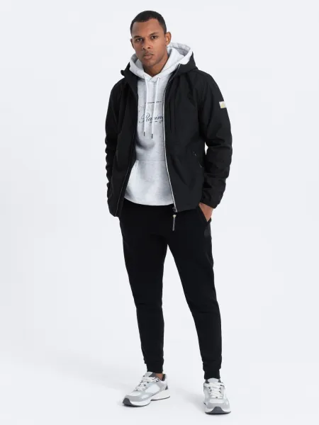 Pánska SOFTSHELL bunda Ombre s flísovou podšívkou - čierna