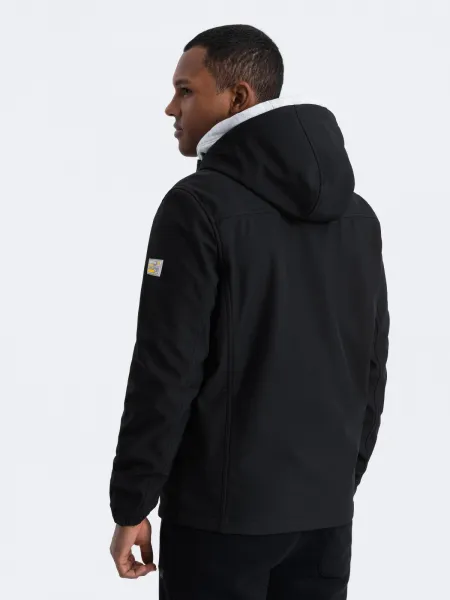 Pánska SOFTSHELL bunda Ombre s flísovou podšívkou - čierna