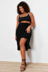 Trendyol Curve Black Slit Detailed Viscose Beachwear Woven Pareo