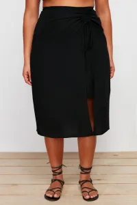 Trendyol Curve Black Slit Detailed Viscose Beachwear Woven Pareo