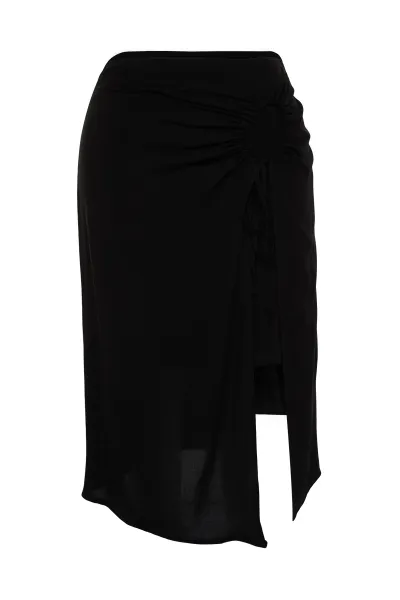 Trendyol Curve Black Slit Detailed Viscose Beachwear Woven Pareo