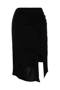 Trendyol Curve Black Slit Detailed Viscose Beachwear Woven Pareo