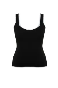 Trendyol Curve Black Stripe Detailed Square Neck Bodycon Knit Blouse