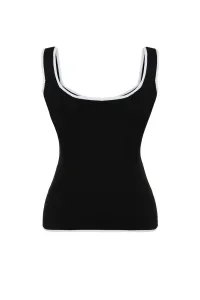 Trendyol Curve Black Stripe Detailed Square Neck Bodycon Knit Blouse