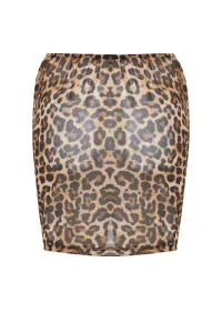 Trendyol Leopard Patterned Mini Knitted Pleated Mesh Beach Pareo