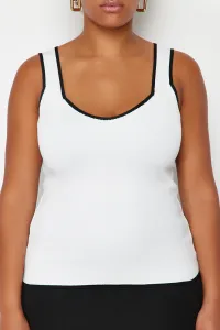 Trendyol Curve Ecru Stripe Detailed Square Neck Bodycon Knit Blouse