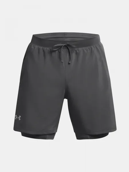 Šedé športové kraťasy Under Armour UA LAUNCH 7'' 2-IN-1 SHORTS
