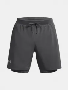 Šedé športové kraťasy Under Armour UA LAUNCH 7'' 2-IN-1 SHORTS