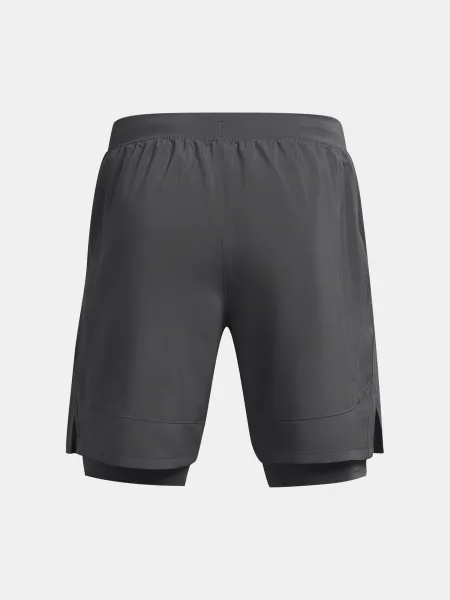 Šedé športové kraťasy Under Armour UA LAUNCH 7'' 2-IN-1 SHORTS