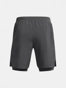 Šedé športové kraťasy Under Armour UA LAUNCH 7'' 2-IN-1 SHORTS