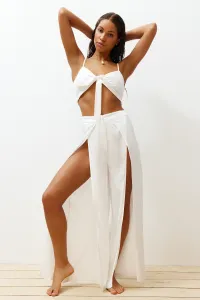 Trendyol Ecru Woven Slit Blouse Trousers Beach Set