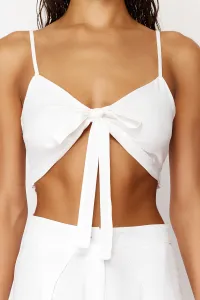Trendyol Ecru Woven Slit Blouse Trousers Beach Set