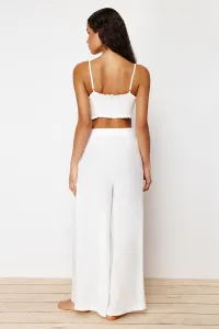 Trendyol Ecru Woven Slit Blouse Trousers Beach Set
