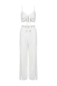Trendyol Ecru Woven Slit Blouse Trousers Beach Set