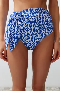 Trendyol Ethnic Patterned Belted Tied High Waist Hipster Bikini Bottom