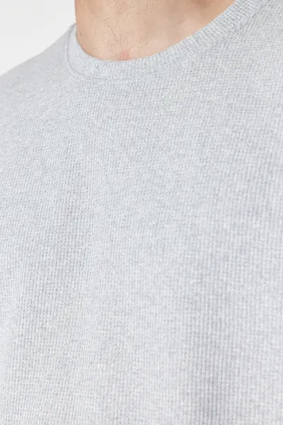 Trendyol Basic Gray Oversize/Wide Cut Short Sleeve Textured Soild Fabric T-Shirt