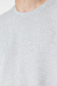 Trendyol Basic Gray Oversize/Wide Cut Short Sleeve Textured Soild Fabric T-Shirt