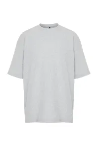Trendyol Basic Gray Oversize/Wide Cut Short Sleeve Textured Soild Fabric T-Shirt