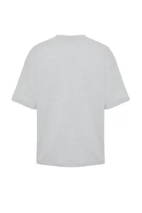 Trendyol Basic Gray Oversize/Wide Cut Short Sleeve Textured Soild Fabric T-Shirt