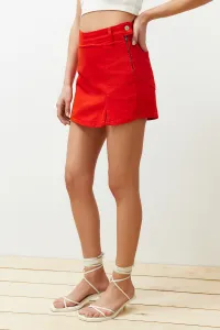 Trendyol Red Slit Denim Shorts Skirt