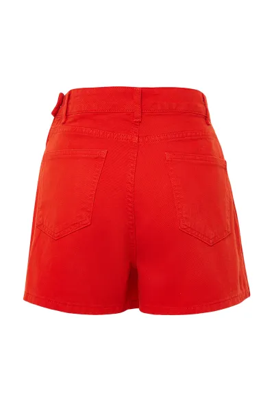 Trendyol Red Slit Denim Shorts Skirt