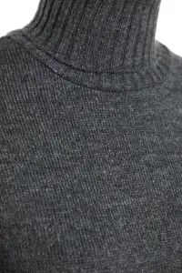 Trendyol Anthracite Midi Knit Wide Pattern Soft Texture Dress