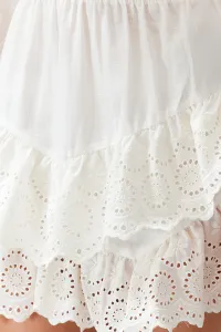 Trendyol Svadobná Biela Mini Tkaná Volánová Sukňa zo 100% Bavlny