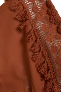 Trendyol Brown Mini Woven Embroidery Detailed 100% Cotton Beach Dress