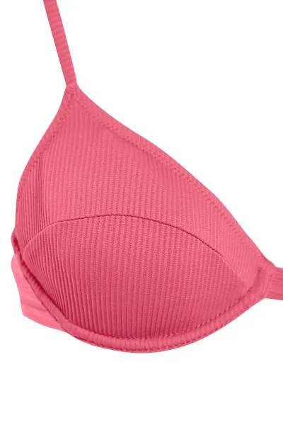 Trendyol Fuchsia Balconette Textured Bikini Top