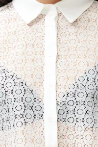 Trendyol Ecru Lace Crop Regular Regular Fit Woven Shirt