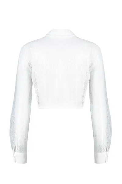 Trendyol Ecru Lace Crop Regular Regular Fit Woven Shirt