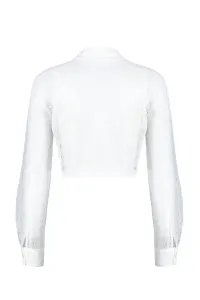 Trendyol Ecru Lace Crop Regular Regular Fit Woven Shirt