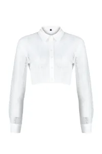 Trendyol Ecru Lace Crop Regular Regular Fit Woven Shirt