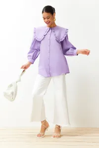 Trendyol Lilac Baby Collar Cotton Woven Shirt