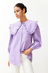 Trendyol Lilac Baby Collar Cotton Woven Shirt
