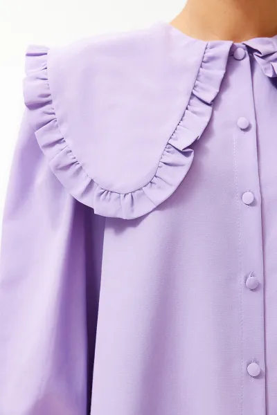 Trendyol Lilac Baby Collar Cotton Woven Shirt