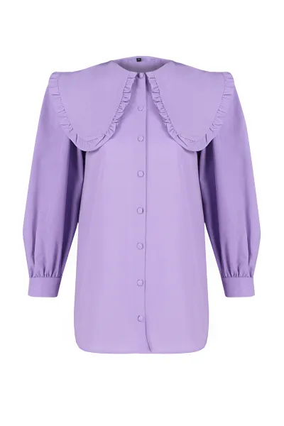 Trendyol Lilac Baby Collar Cotton Woven Shirt