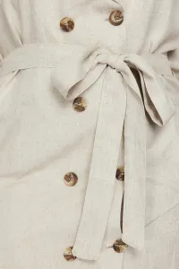 Trendyol Curve Beige Double Breasted Woven Jacket Linen Blend Dress