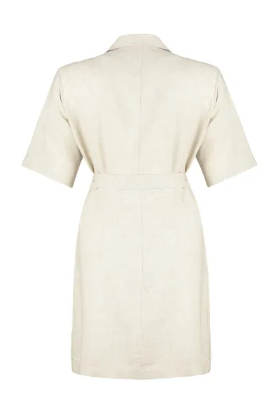 Trendyol Curve Beige Double Breasted Woven Jacket Linen Blend Dress