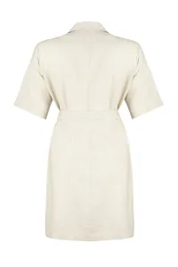 Trendyol Curve Beige Double Breasted Woven Jacket Linen Blend Dress