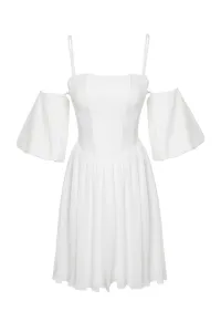 Trendyol Bridal White A-Cut Corset Detailed Woven Short Wedding/Wedding Elegant Evening Dress