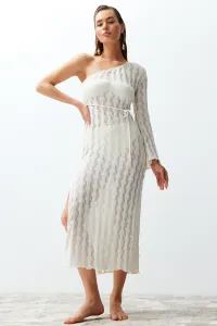 Trendyol Beige Belted Bodycon Knitwear Look One Shoulder Beach Dress