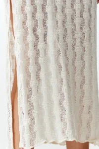 Trendyol Beige Belted Bodycon Knitwear Look One Shoulder Beach Dress