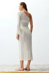 Trendyol Beige Belted Bodycon Knitwear Look One Shoulder Beach Dress