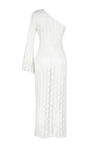 Trendyol Beige Belted Bodycon Knitwear Look One Shoulder Beach Dress