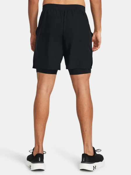 Čierne športové kraťasy Under Armour UA LAUNCH 7'' 2-IN-1 SHORTS
