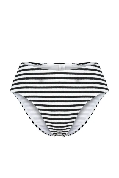 Trendyol Black-White Textured High Waist High Leg Hipster Bikini Bottom
