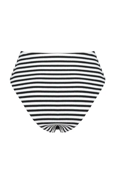 Trendyol Black-White Textured High Waist High Leg Hipster Bikini Bottom